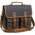 Vintage Canvas Schultertasche Dunkelgrau Braun