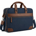 15 Zoll Laptoptasche Blau und Braun mit Lederakzenten