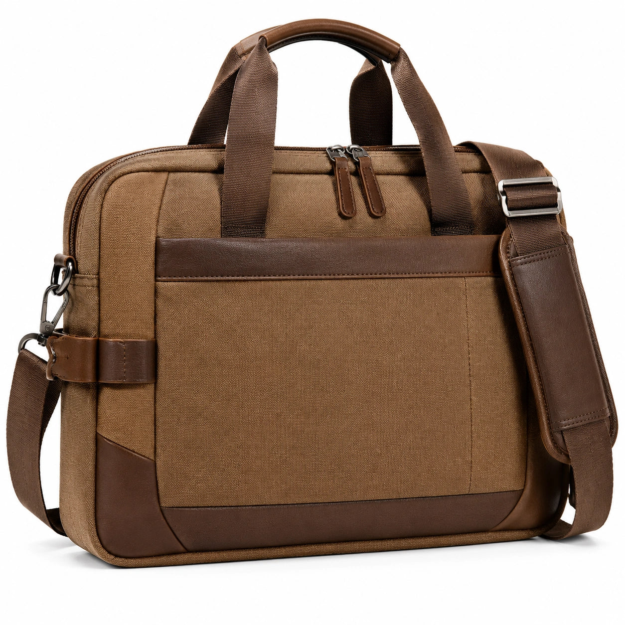 Braune Laptoptasche mit Lederakzenten und Schultergurt