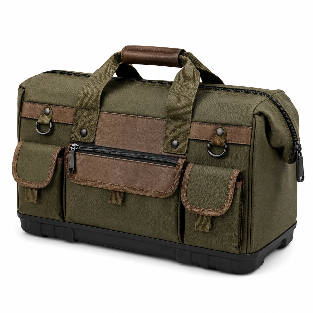Funktionale Werkzeugtasche Grün Braun mit mehreren Fächern