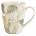 Geometrische Keramiktasse 360ml Beige/Grün