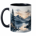 Schwarz-Weiße Keramik Kaffeetasse mit Landschaftsmotiv, 350ml