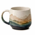Keramiktasse mit Landschaftsmuster 350ml Beige/Grün