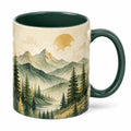 Keramiktasse mit Berg- und Waldmotiv 350ml Grün