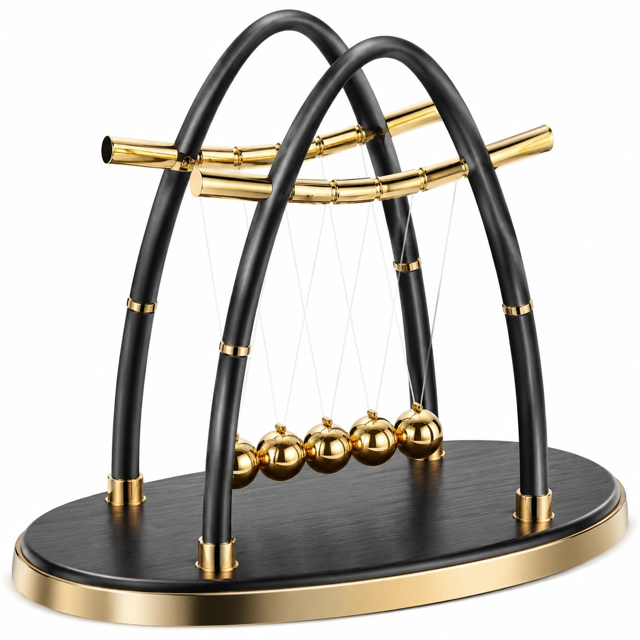 Newtonpendel Tischspielzeug Schwarz Gold mit 5 Kugeln