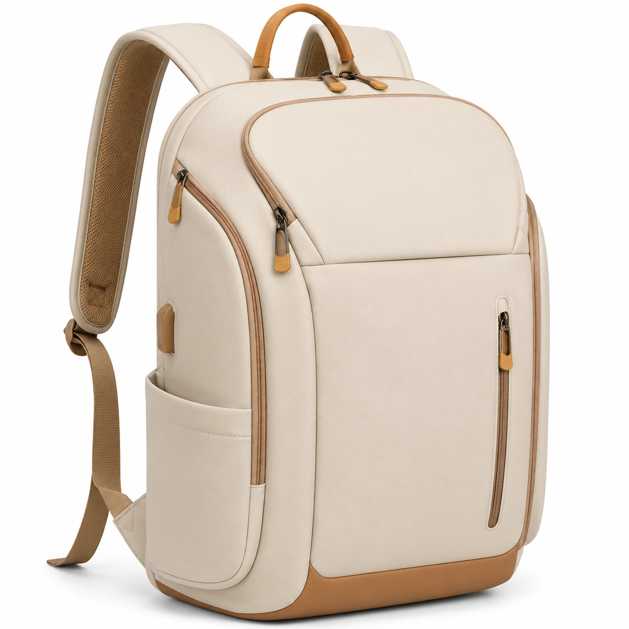 Beiger Laptop-Rucksack mit ergonomischen Trägern und 20L Kapazität