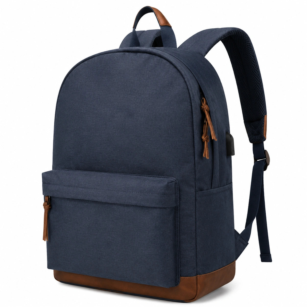 Unisex Rucksack 20L Dunkelblau/Braun für Alltag und Reisen