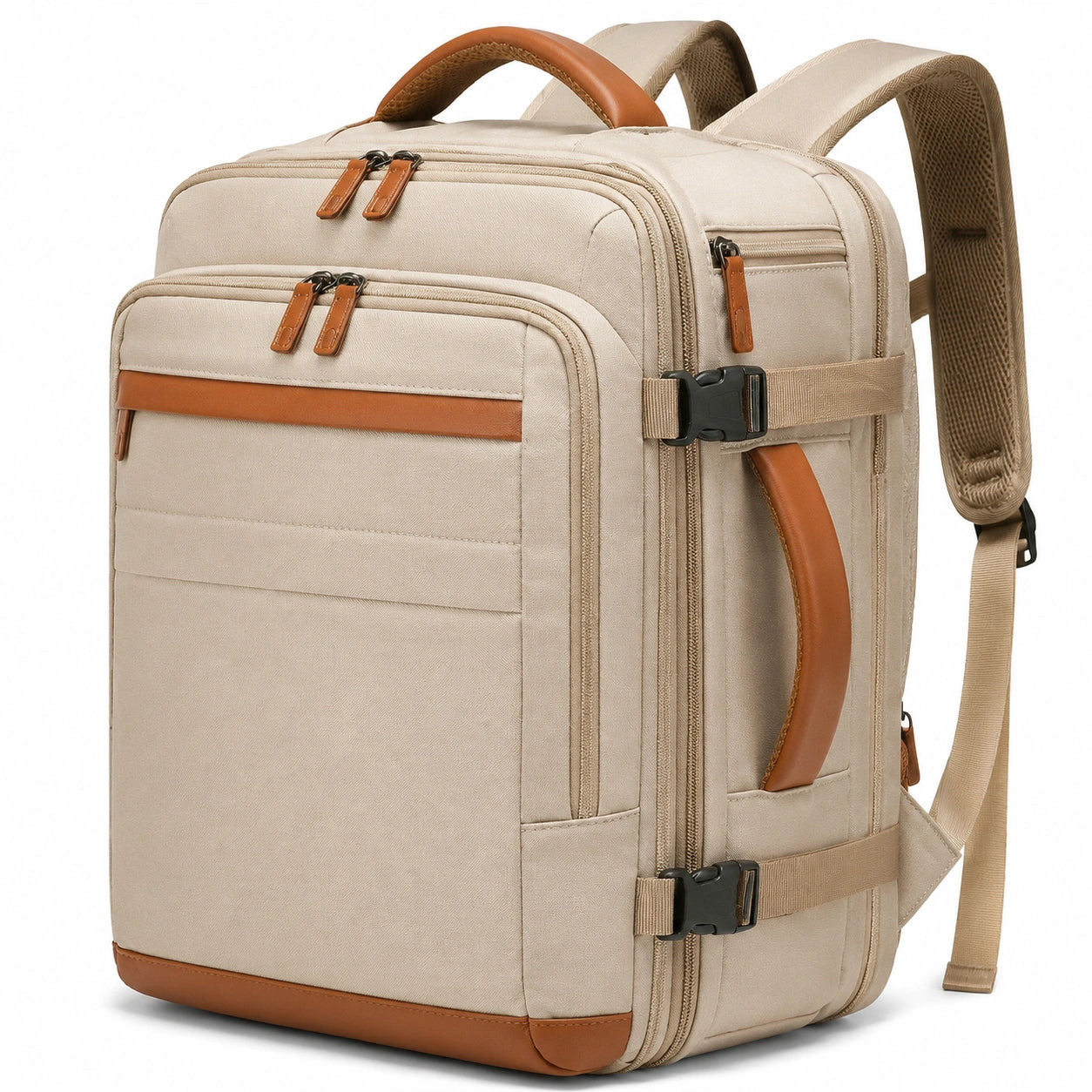 Beiger und brauner Rucksack für Laptops bis 15.6 Zoll