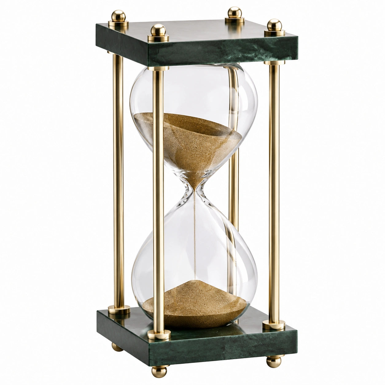 Elegante Sanduhr mit Messingständer und Marmorbasis