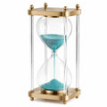 Dekorative Sanduhr mit blauem Sand und goldfarbenem Rahmen