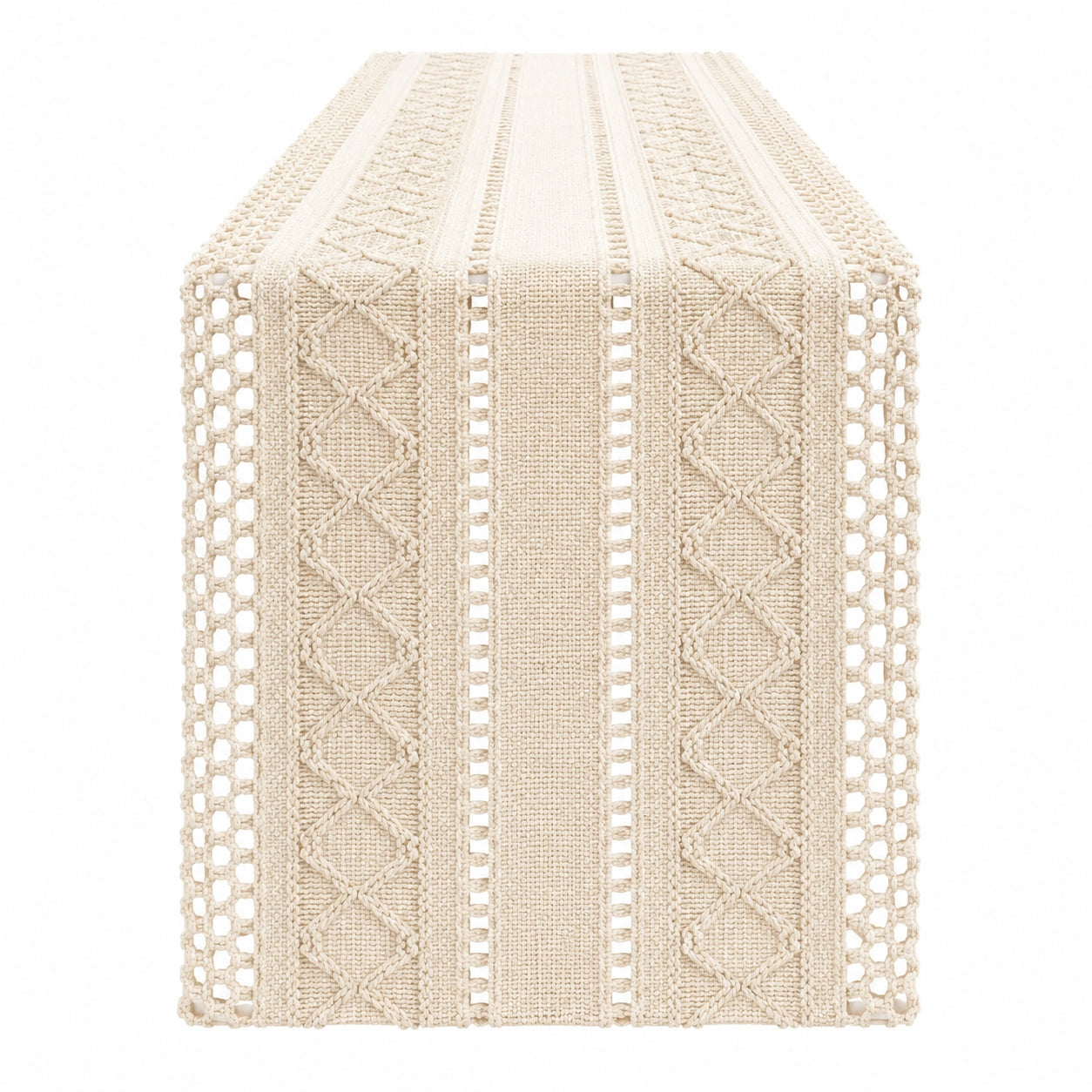 Tischläufer Häkeldesign Beige 180x35 cm