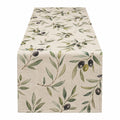Tischläufer Leinenoptik mit Olivenmuster Beige 160x40 cm