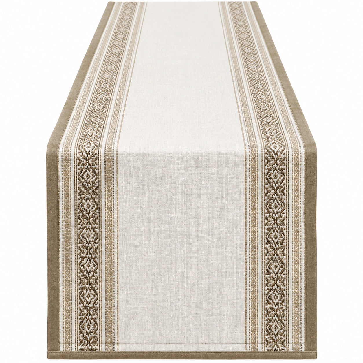 Tischläufer Beige/Braun mit traditionellem Muster 180x35cm