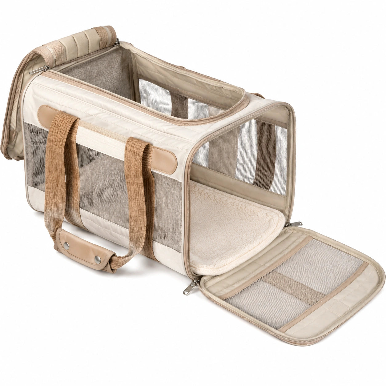 Beige Faltbare Haustier-Tragetasche mit Mesh-Fenster