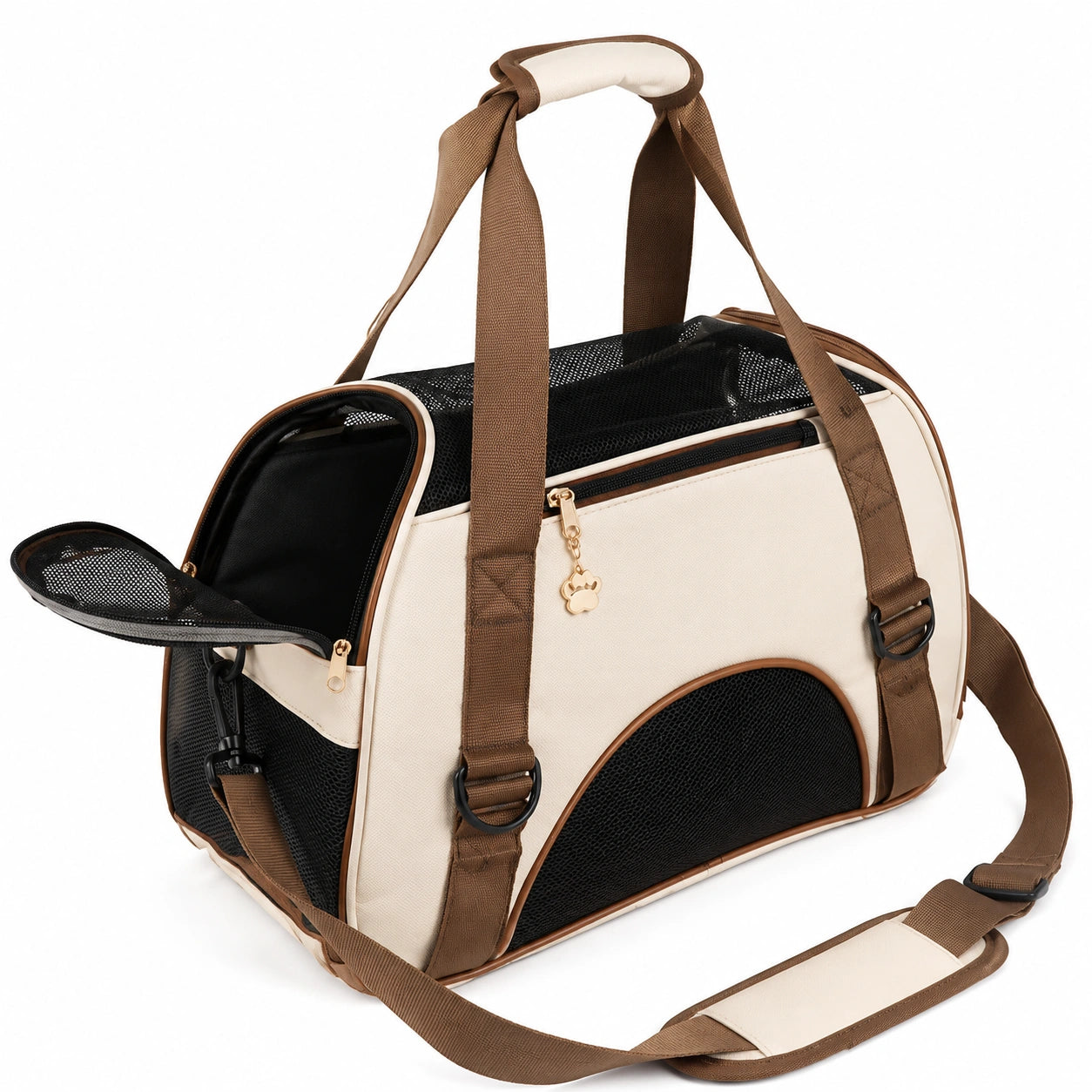 Tragbare Haustiertragetasche Beige und Braun