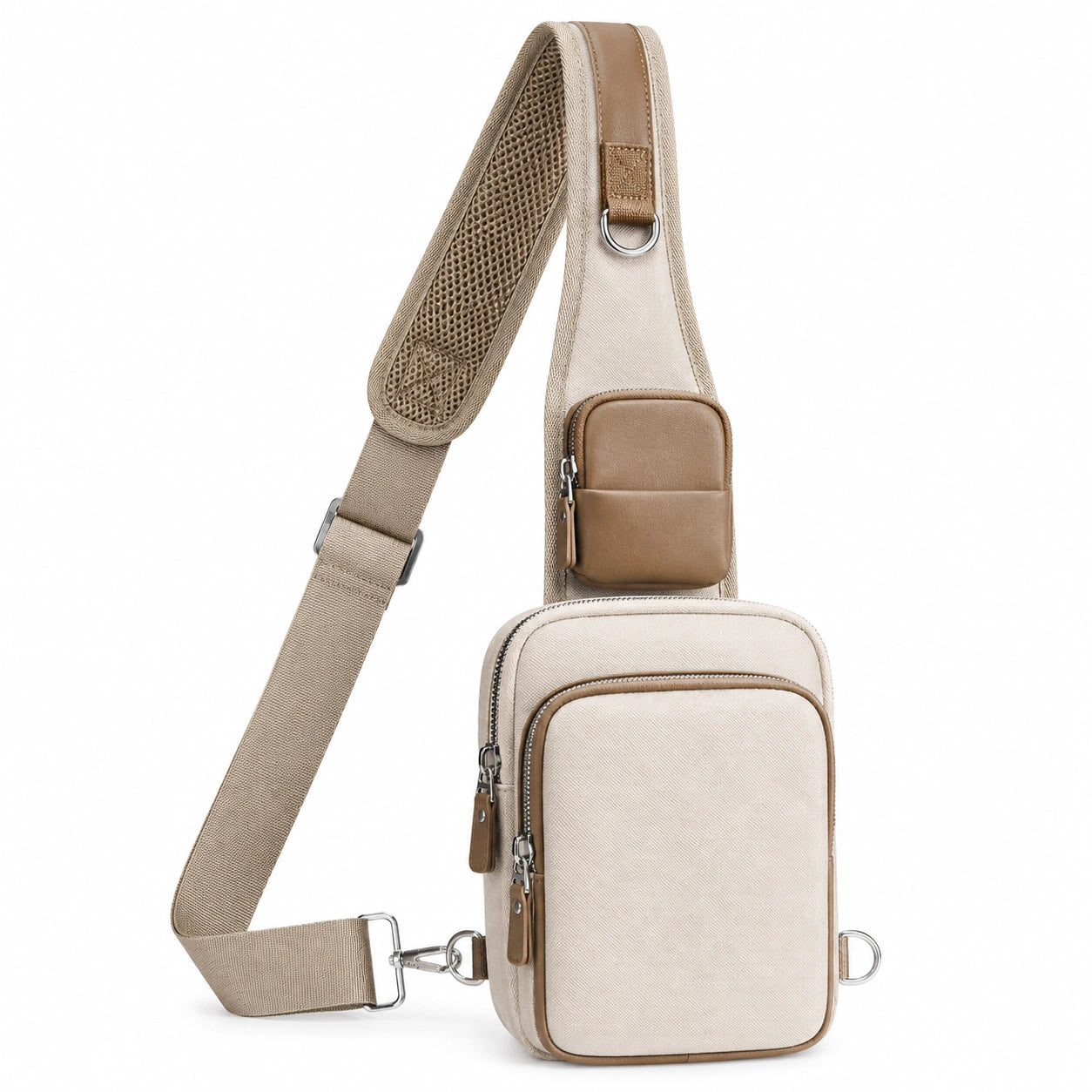 Vielseitige Beige Umhängetasche mit Verstellbarem Gurt