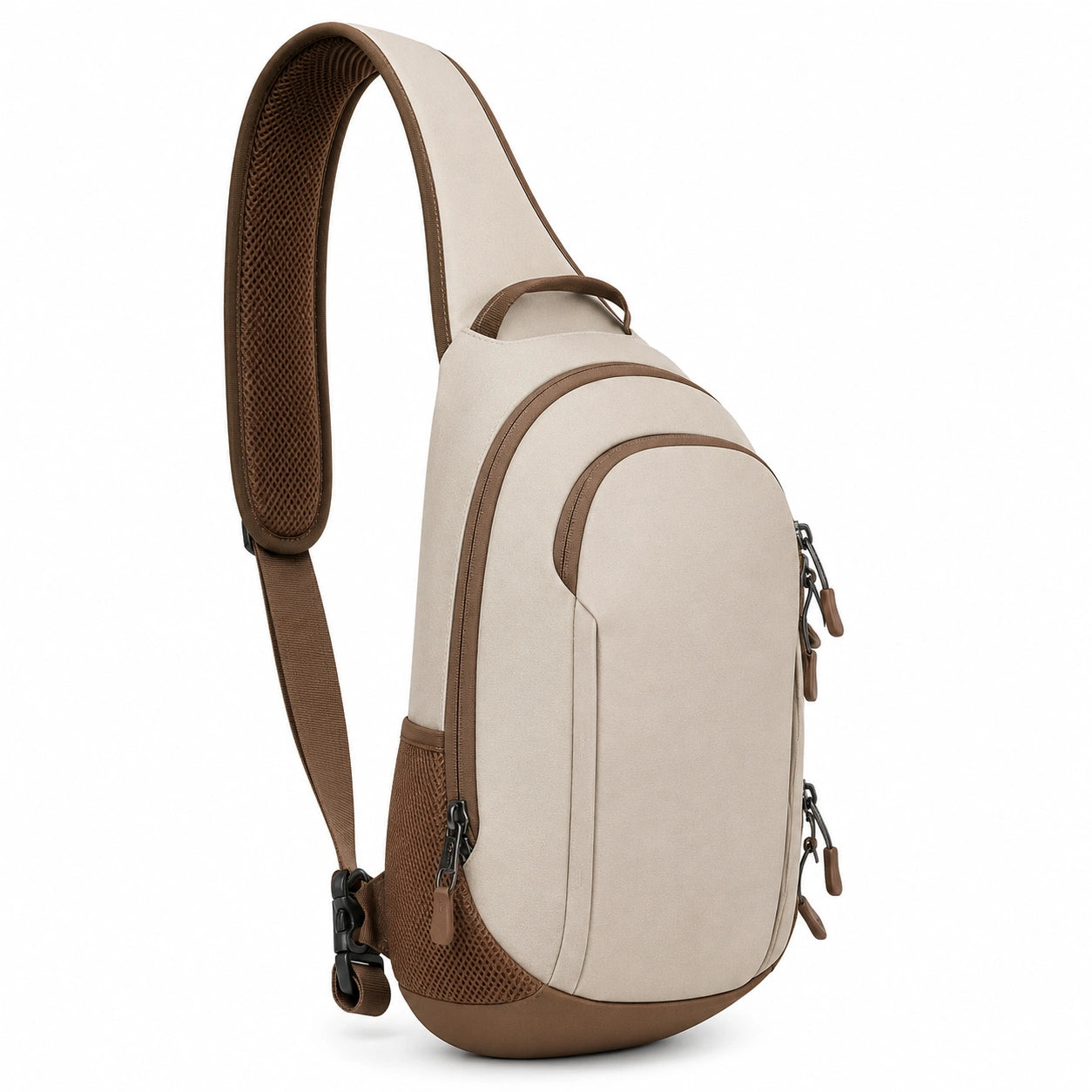 Herren Umhängetasche mit ergonomischem Gurt Beige/Braun