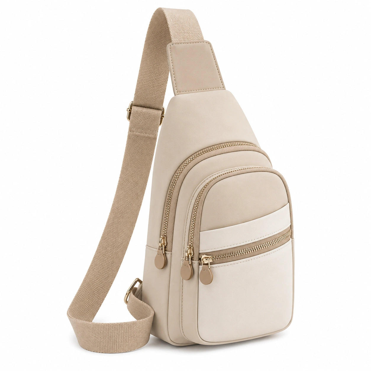 Beige Crossbody-Tasche mit Verstellbarem Riemen