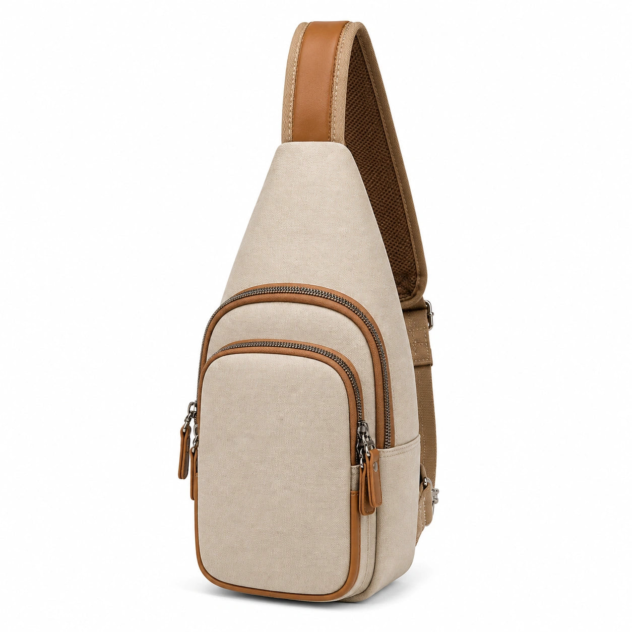 Beige Braune Umhängetasche mit Verstellbarem Schultergurt